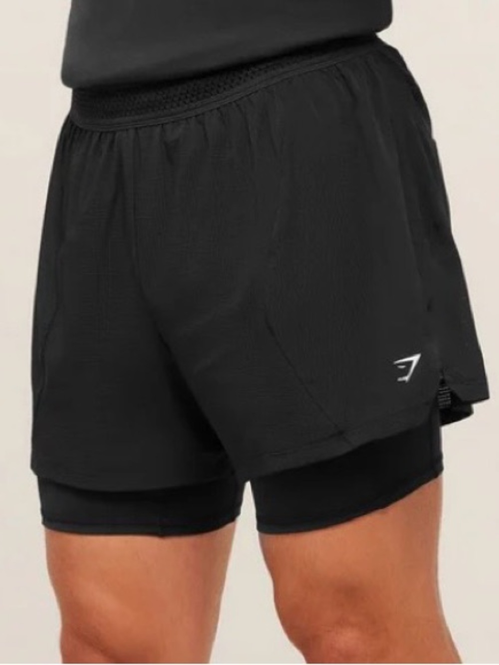 Gymshark Black Layered Performance Running Shorts